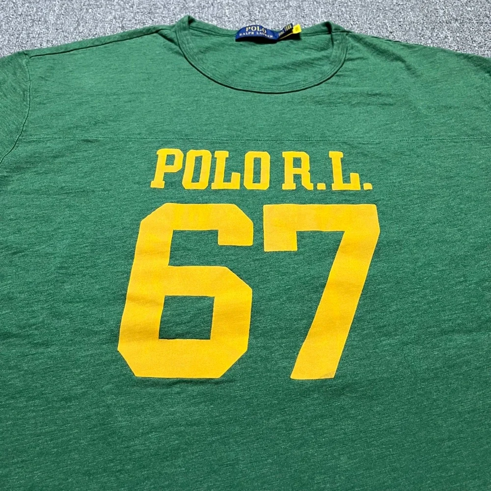 Polo Ralph Lauren Long Sleeve T-Shirt 2XLT Green Graphic 67 Big & Tall Cotton
